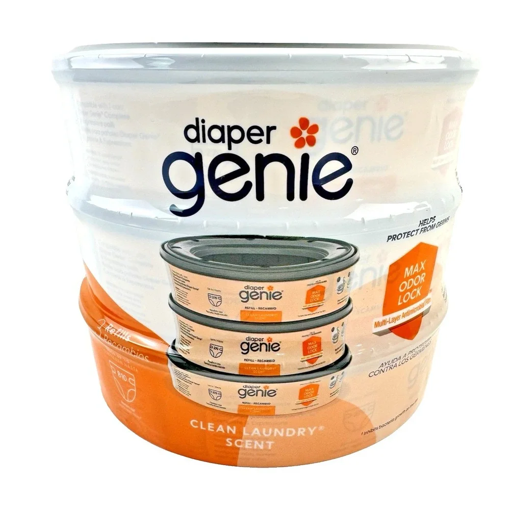 Diaper Genie Bags Refills 270 Count (Pack of 3) Clean Laundry Scent | Orange